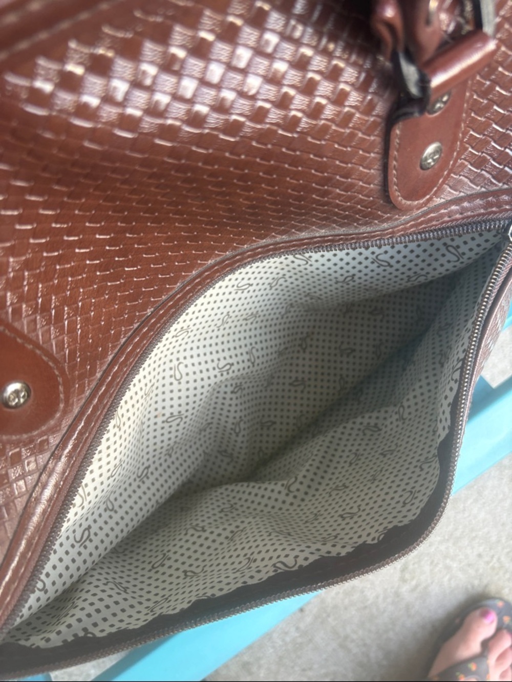 Ricardo Brown Woven Leather Weekender Bag vintage luggage. - Picture 5 of 8